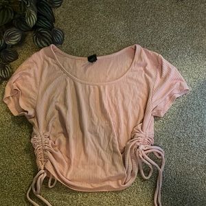 baby pink tween petite tied crop top